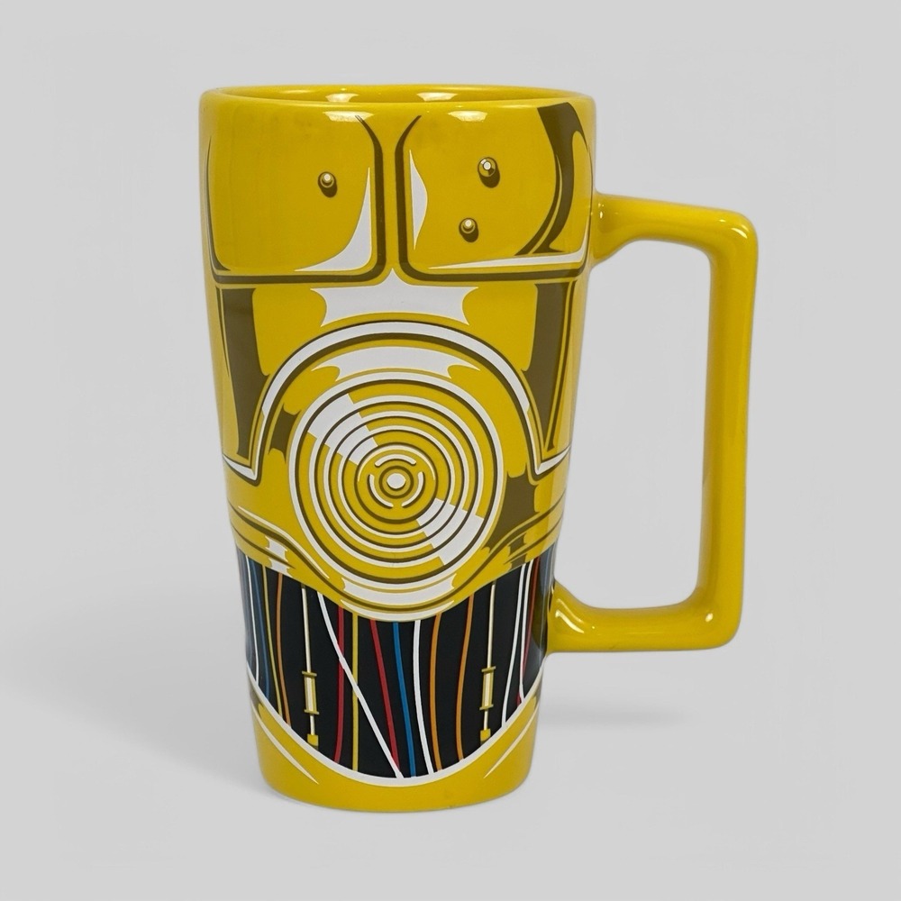 Star Wars See-Threepio C-3PO Large Tall Ceramic Mug Yellow Disney Store 6 Inches